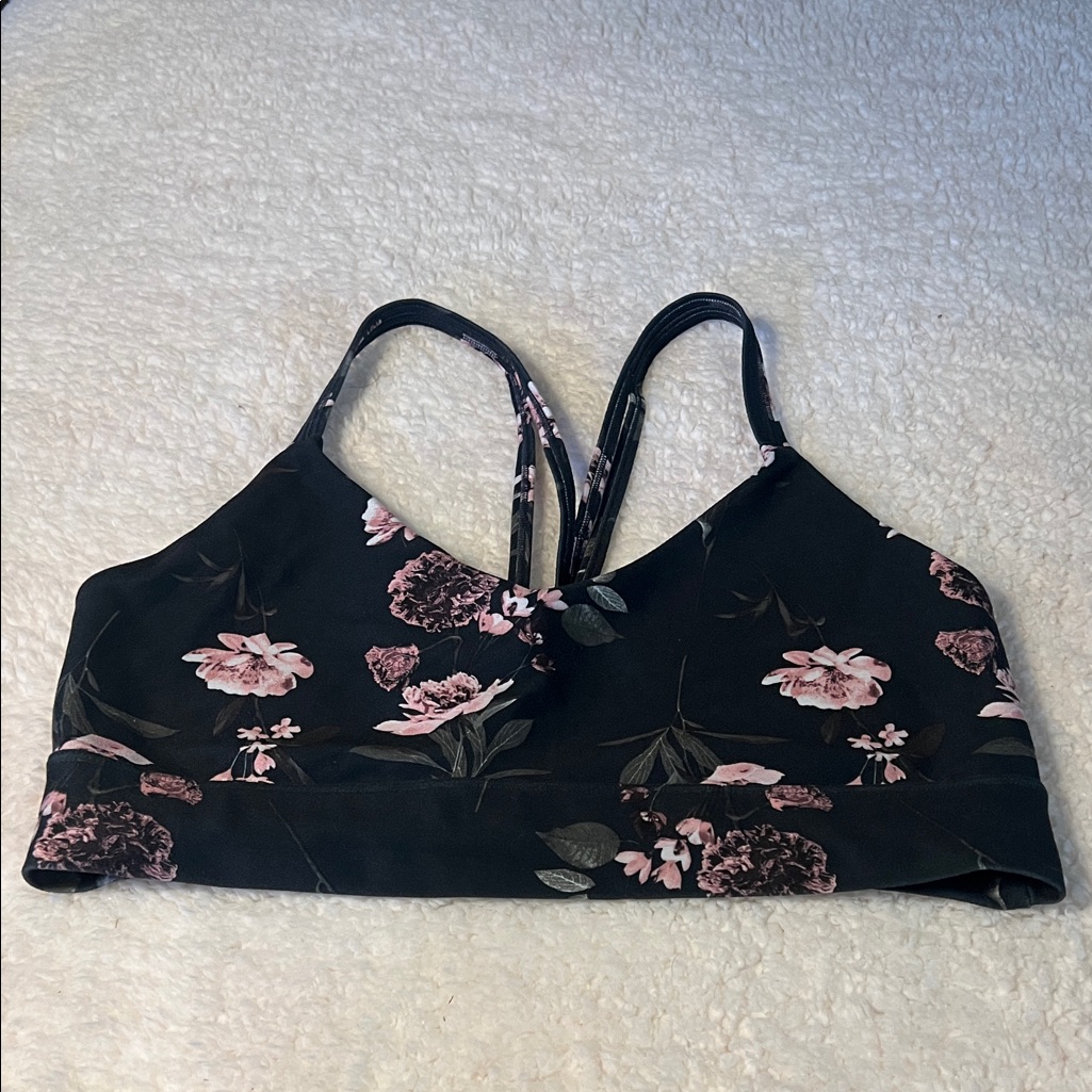 Marika Black And Pink Floral Sports Bra